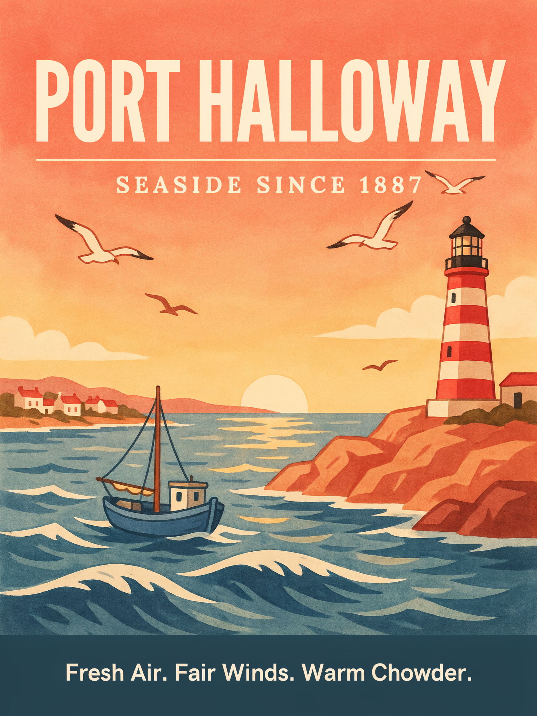 Port Halloway travel poster