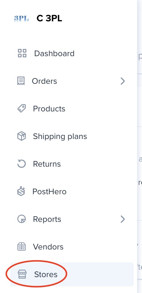 Left navigation menu with Stores highlighted