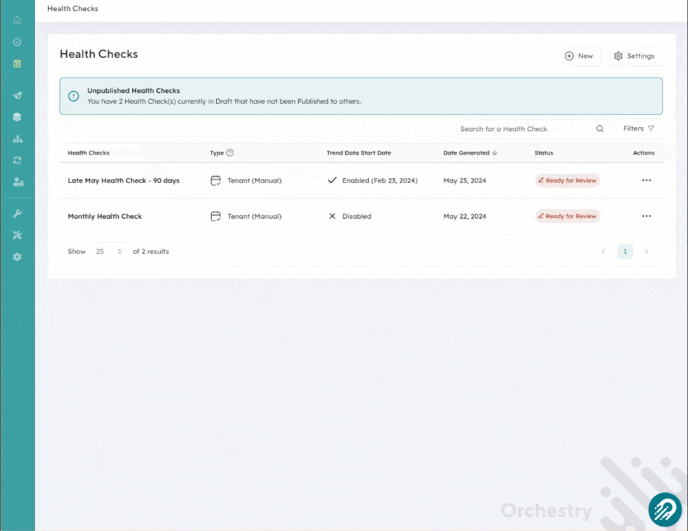 GIF demonstrating how to create a custom health check in Orchestry