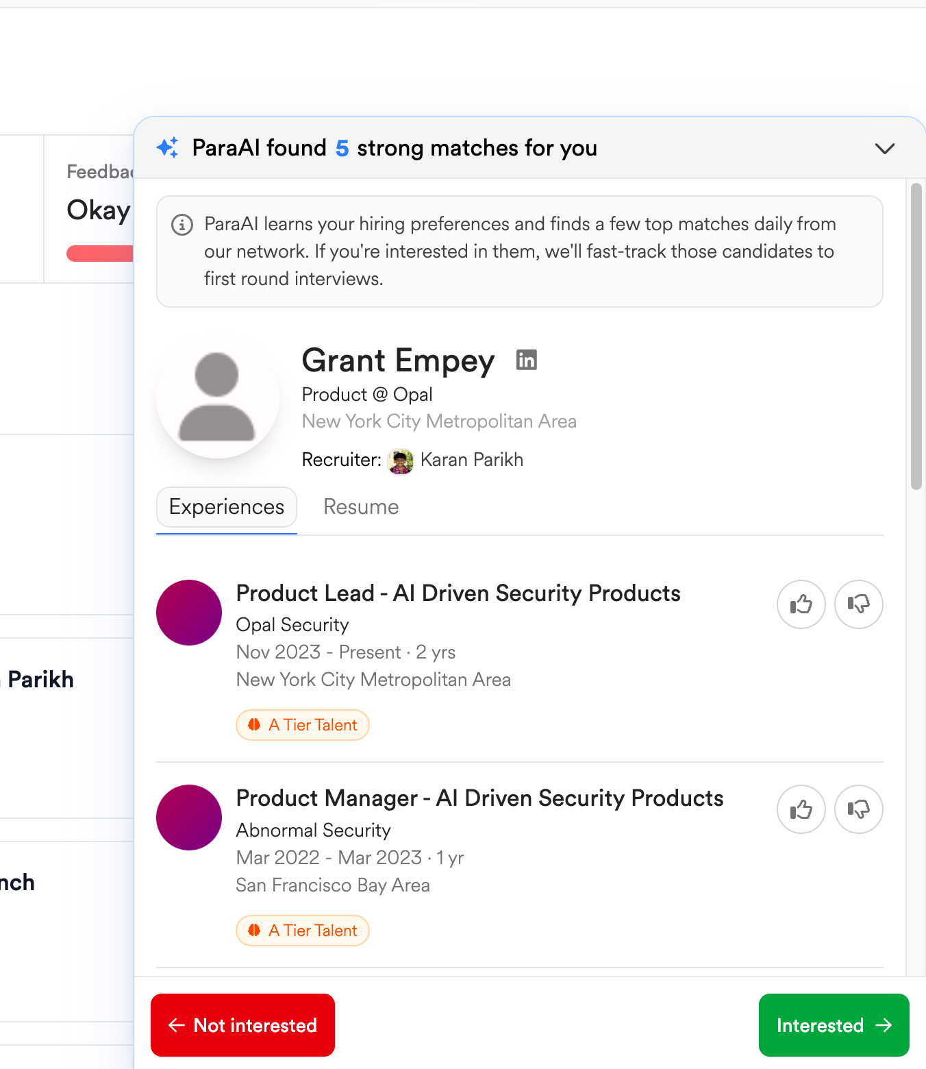 When matches are ready to review, ParaAI will prompt you to check them out