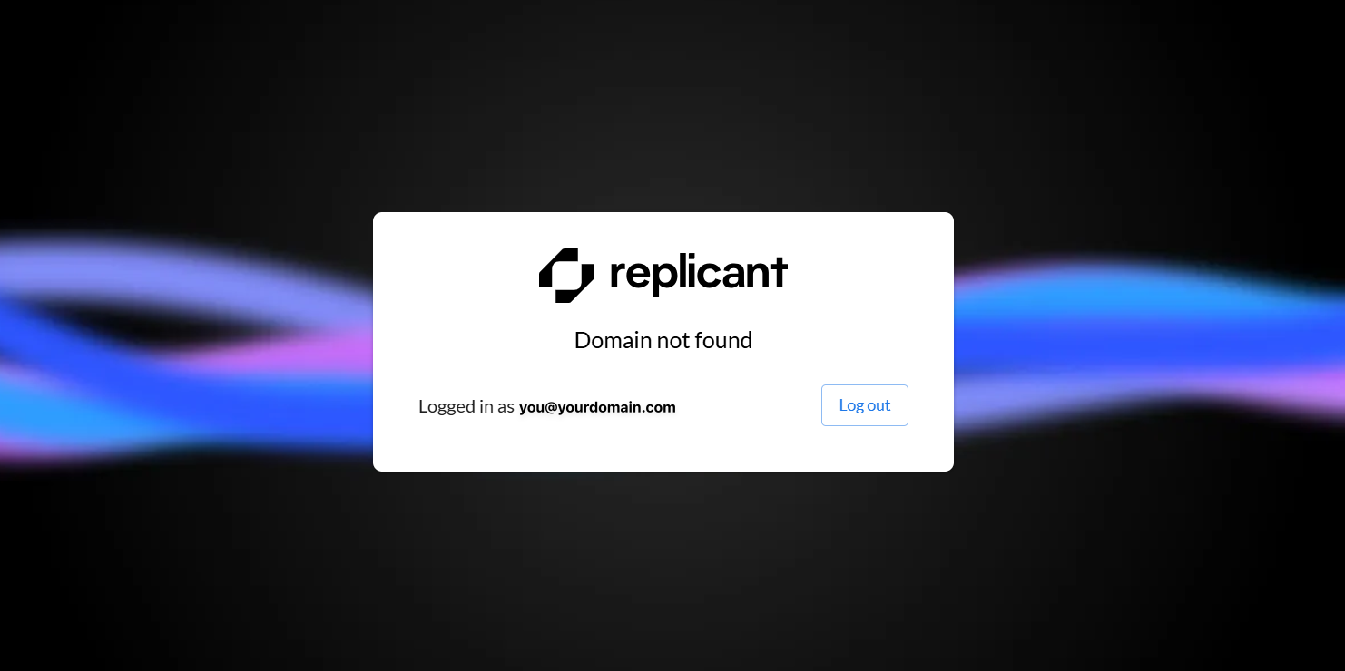 Domain not found dialog