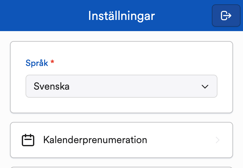 Inställningar med Kalenderprenumeration