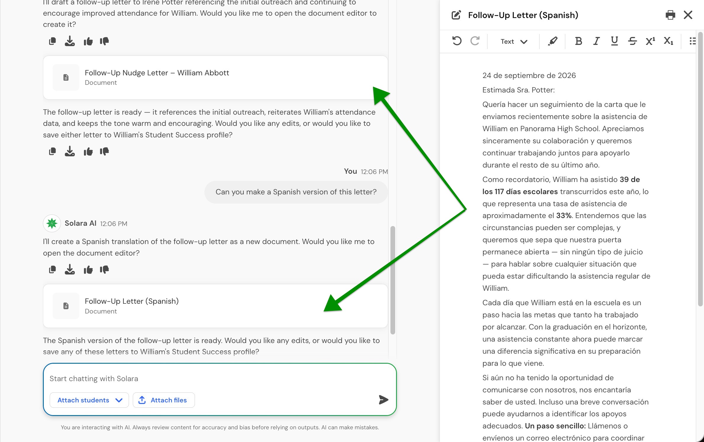 multiple documents.jpg Solara chat showing multiple saved documents in one conversation.