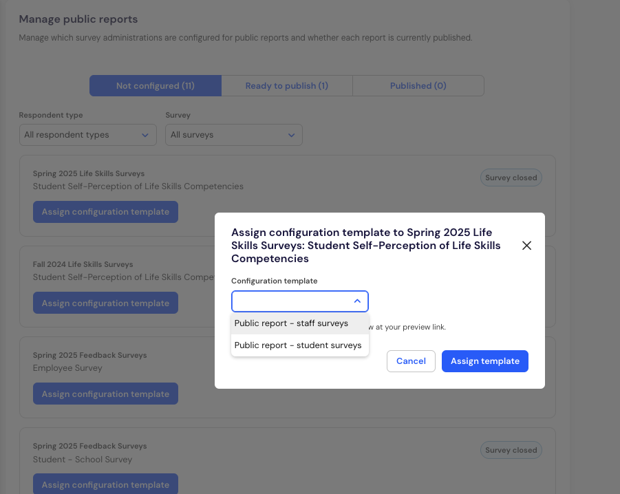 db258ee5-ae7e-4a7e-a3ec-17340234e32a.png Assign configuration template dialog with available public report templates.
