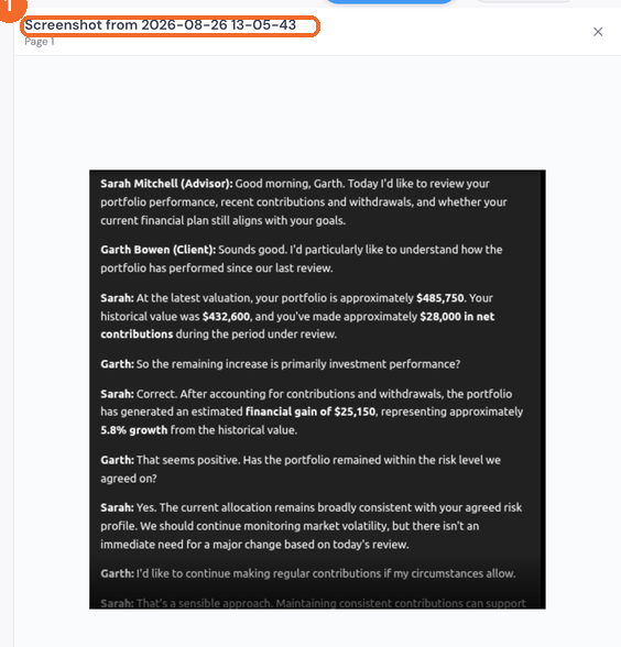Atlas answer with the cited screenshot open alongside it