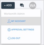 Account menu showing the Approval Settings option