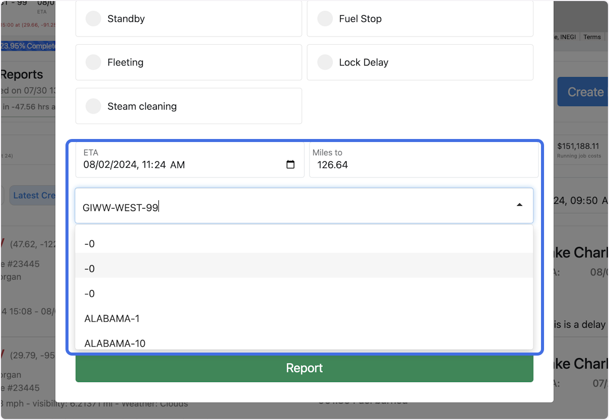 Click on Create Voyage Report…