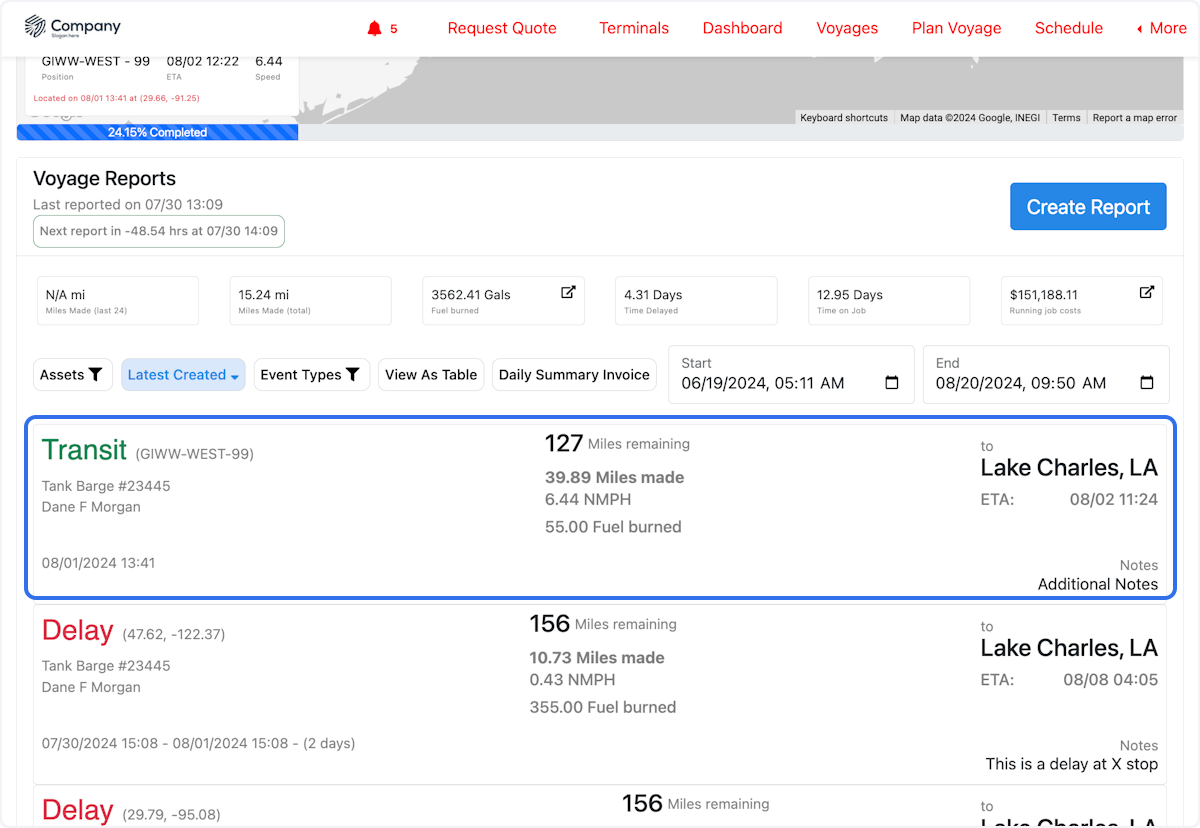 The manual report will be added to the view.