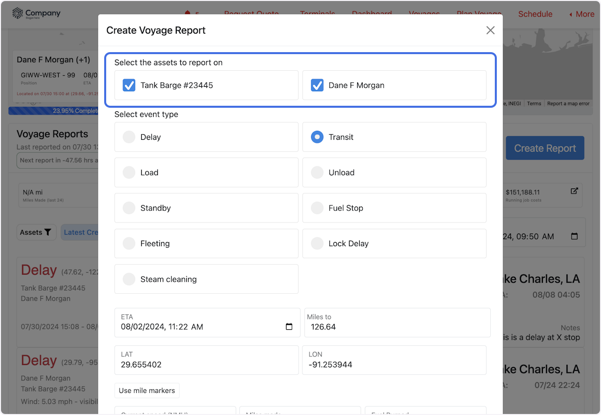 Select the asset or assets to report on