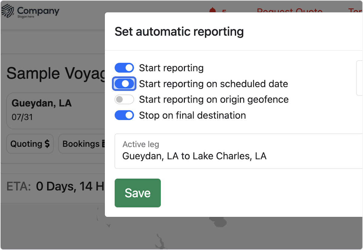 Check Start reporting on scheduled date