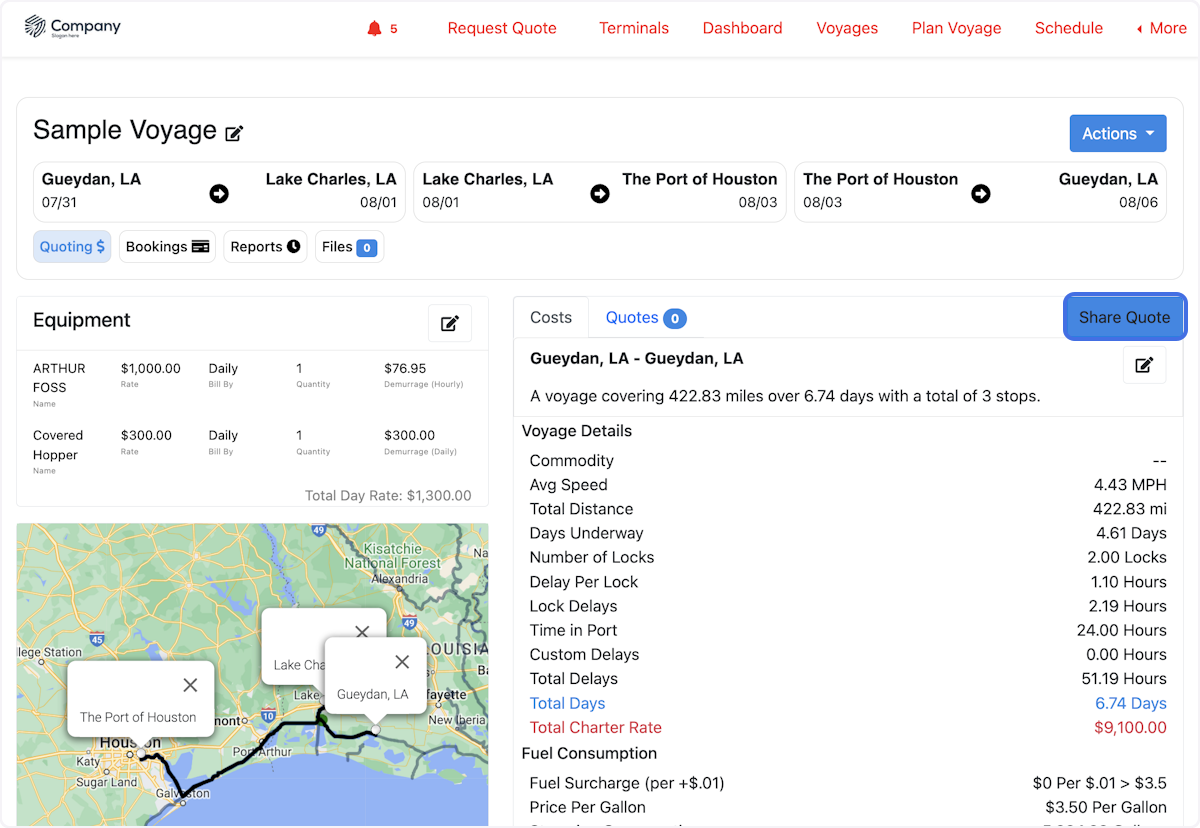 Click on Share Quote