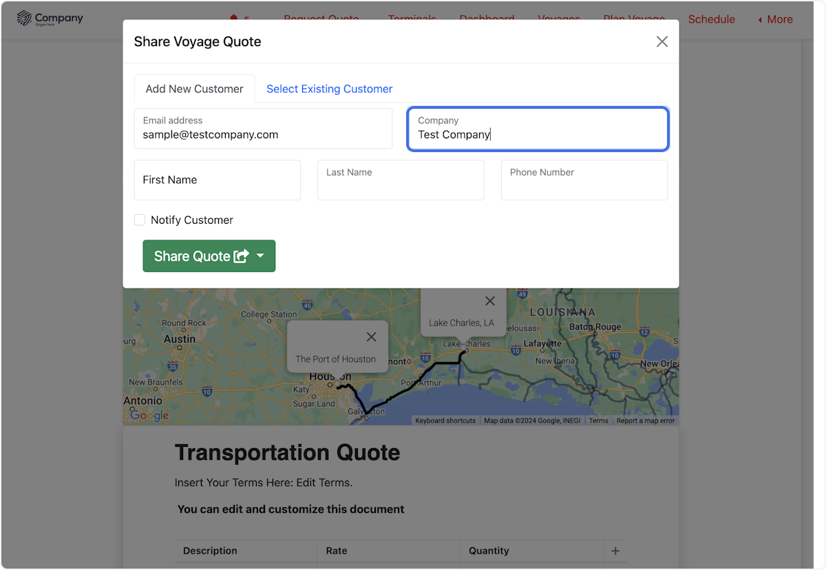 Type in Company Name