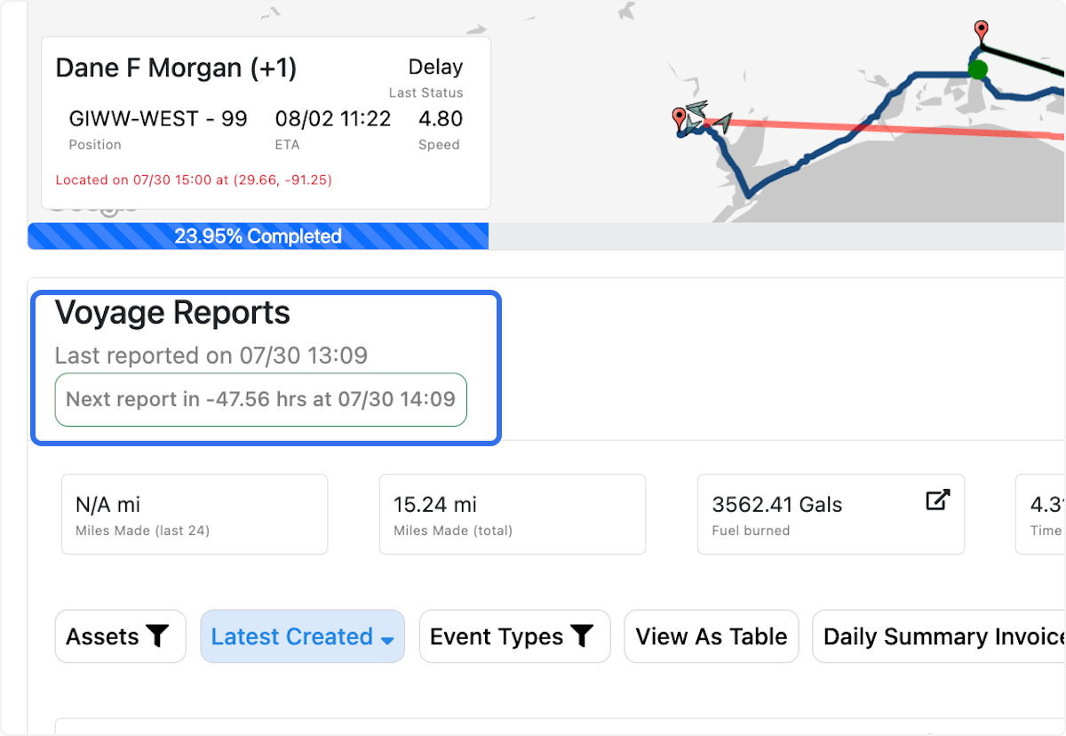 View Voyage Reports Section