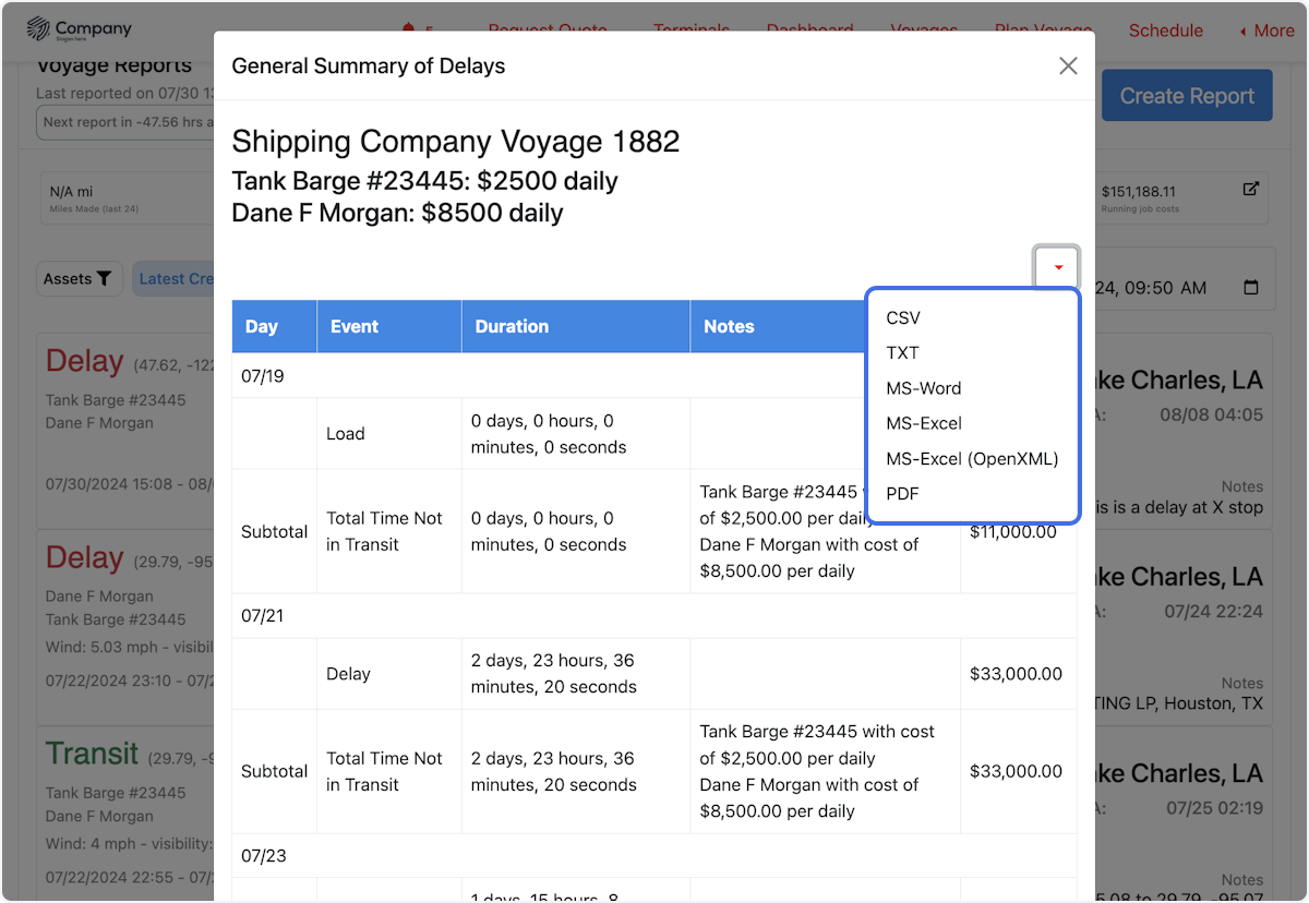 Select desired format