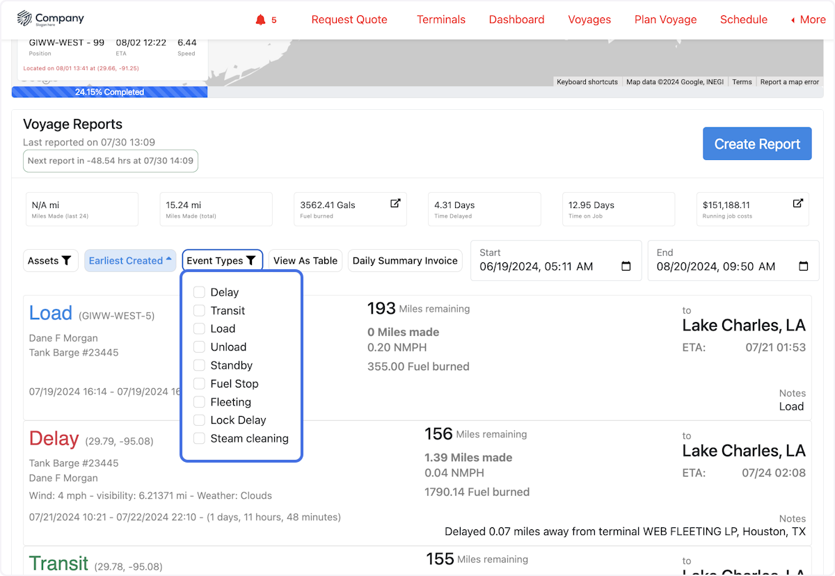 Select desired Event Types