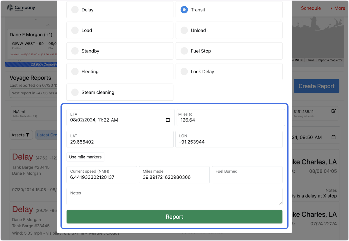 Fill in all other information within the report