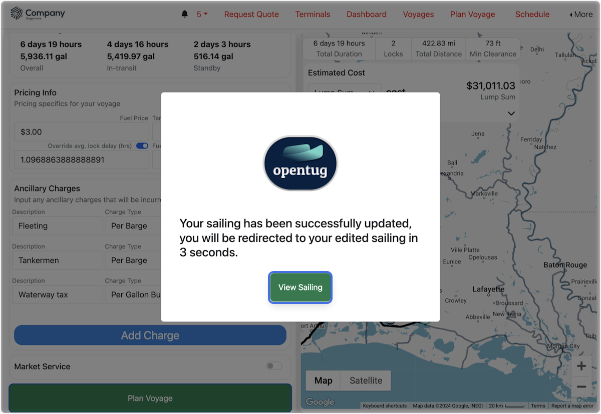 Click on View Sailing