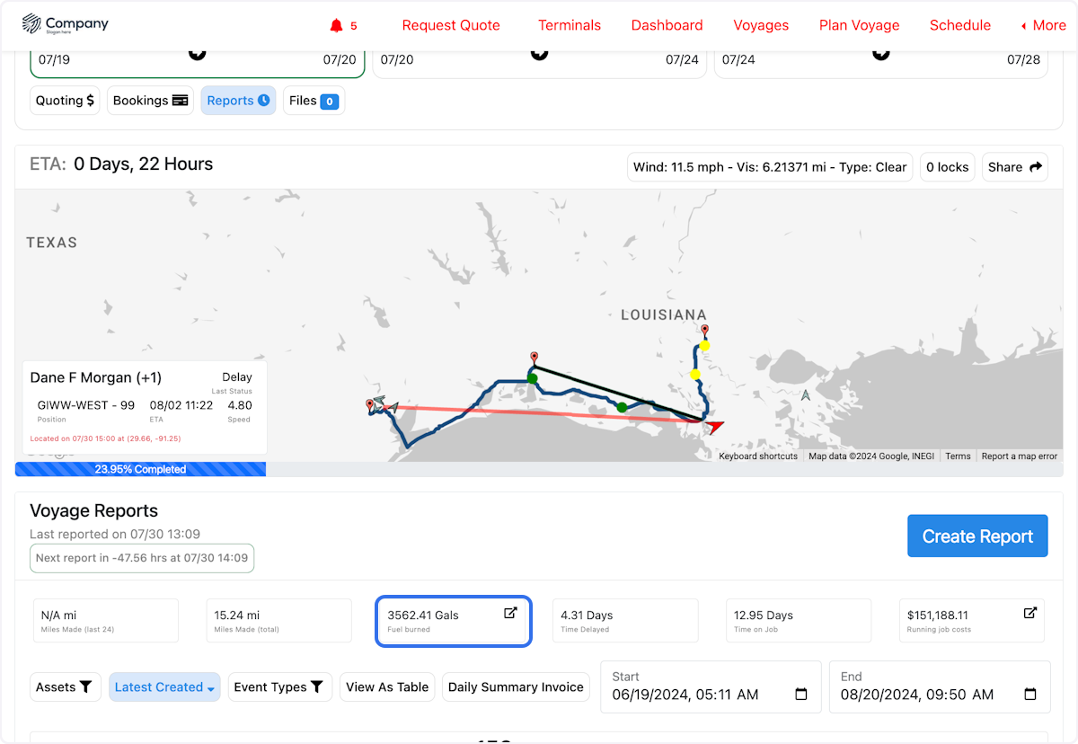 Click on Fuel Burned