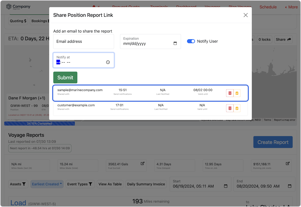See all shared personnel below the Submit button