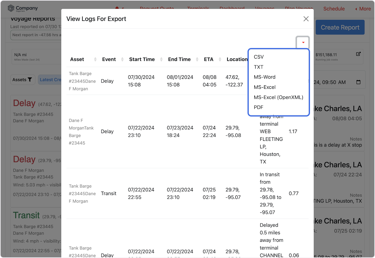 Select desired format