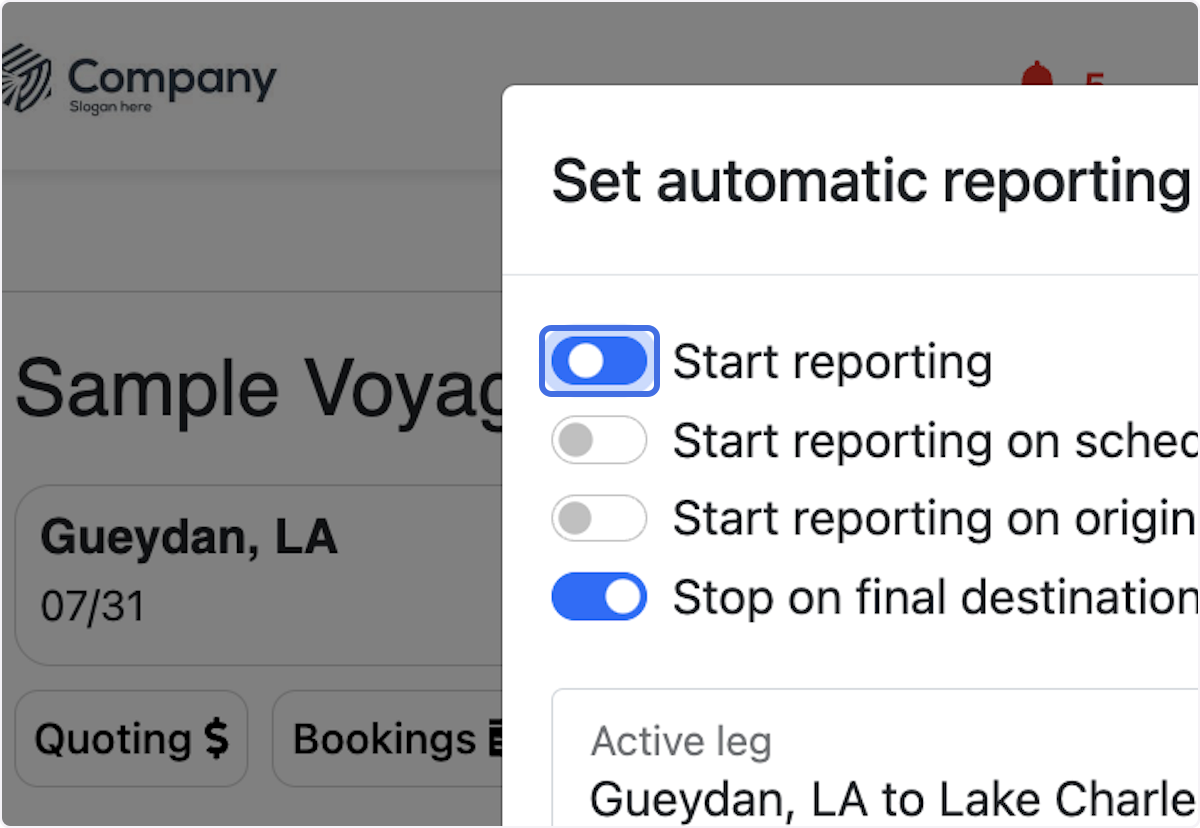 Check Start reporting