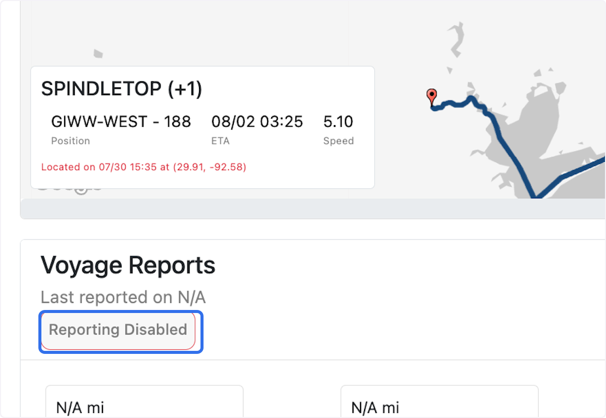 Click on Reporting Disabled