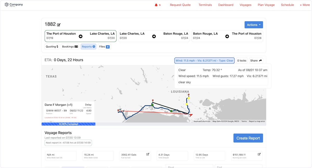 Click on the third box to the left to expand weather data.