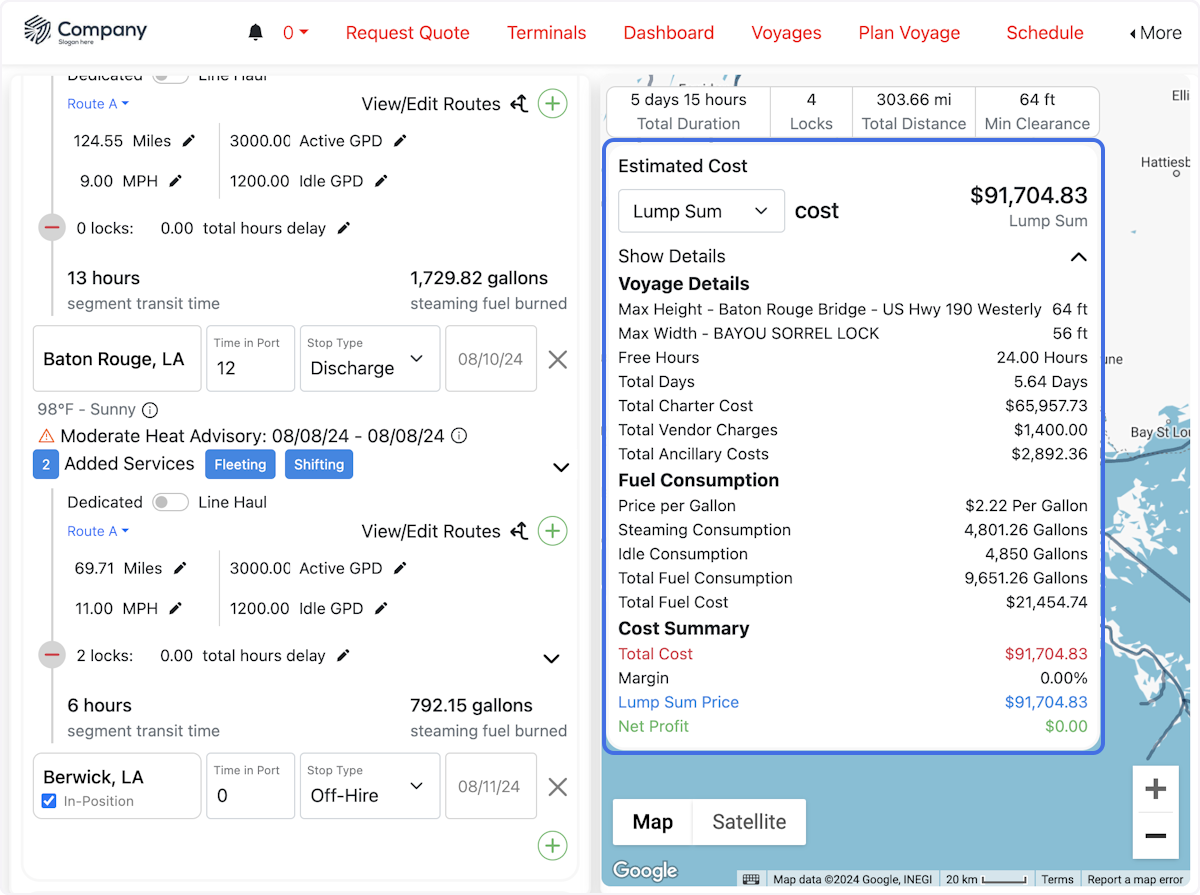 See Voyage Details and Cost