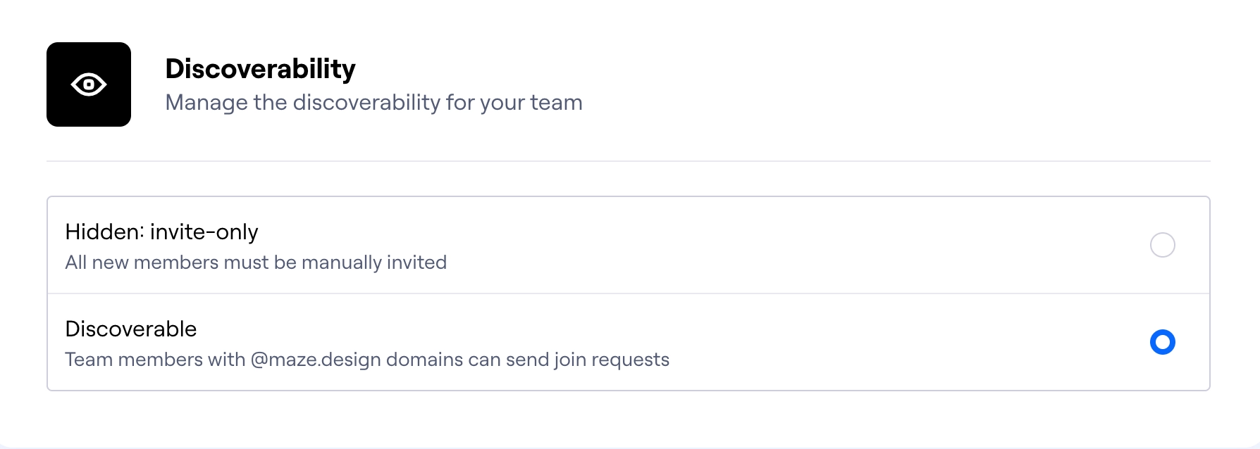 maze-team-settings-enable-discoverability.webp