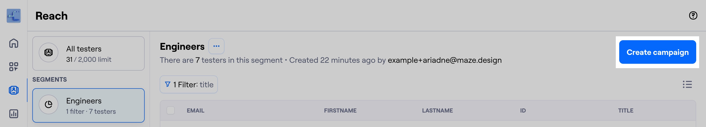 Start a campaign from the Reach dashboard
