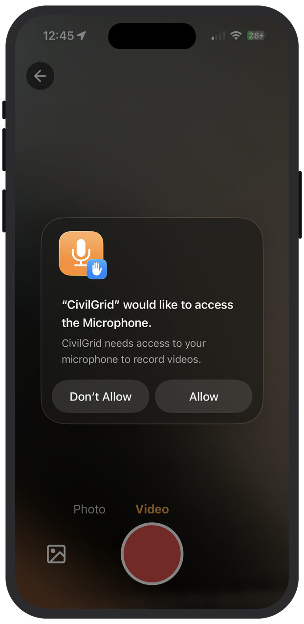 iOS microphone permission prompt for CivilGrid iOS microphone permission prompt for CivilGrid
