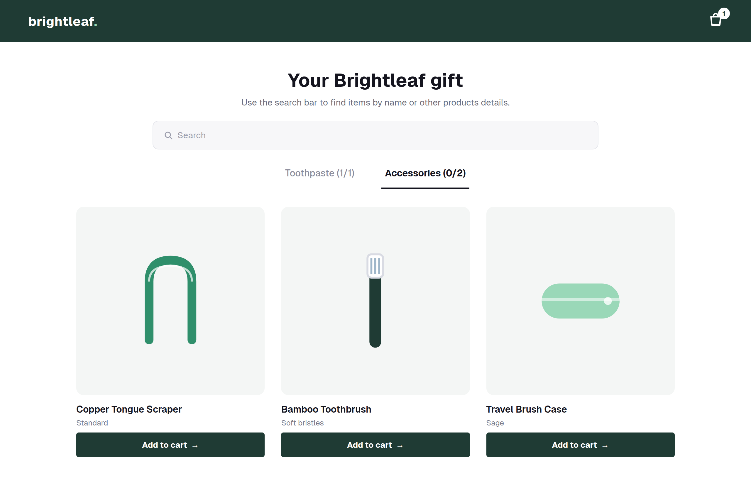Creator gift page with one tab per collection, each showing items picked out of the maximum Creator gift page with one tab per collection, each showing items picked out of the maximum