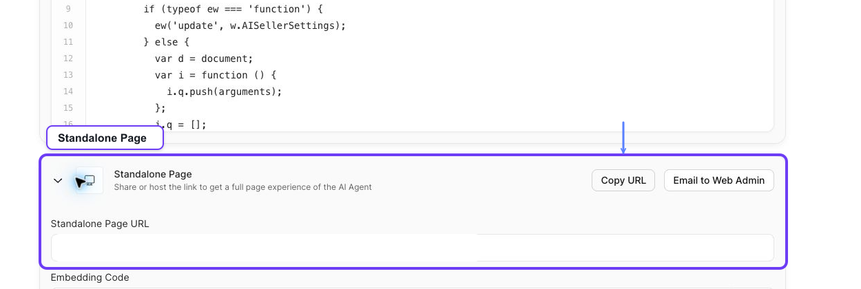 Annotated Deploy tab showing Standalone Page actions