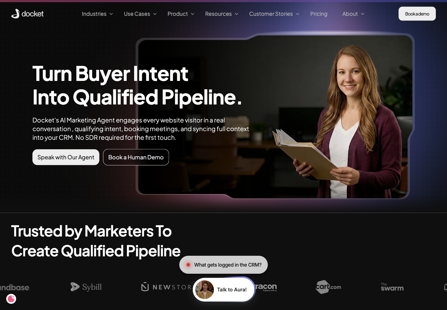 Exit-intent Contextual Callout on the Docket homepage