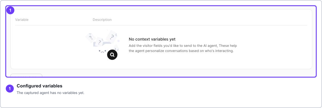 Configured variables table in the real captured empty state