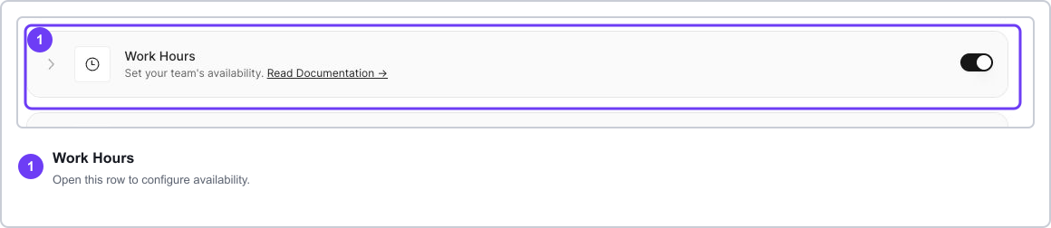 Work Hours entry showing the real enabled state that controls handoff availability