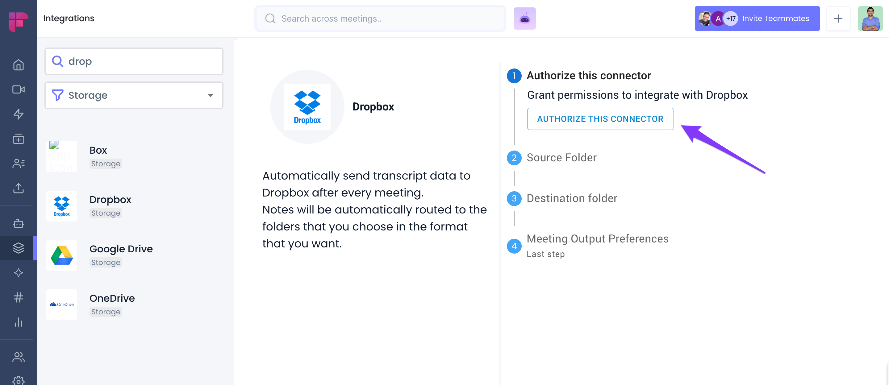 How to integrate Dropbox with Fireflies