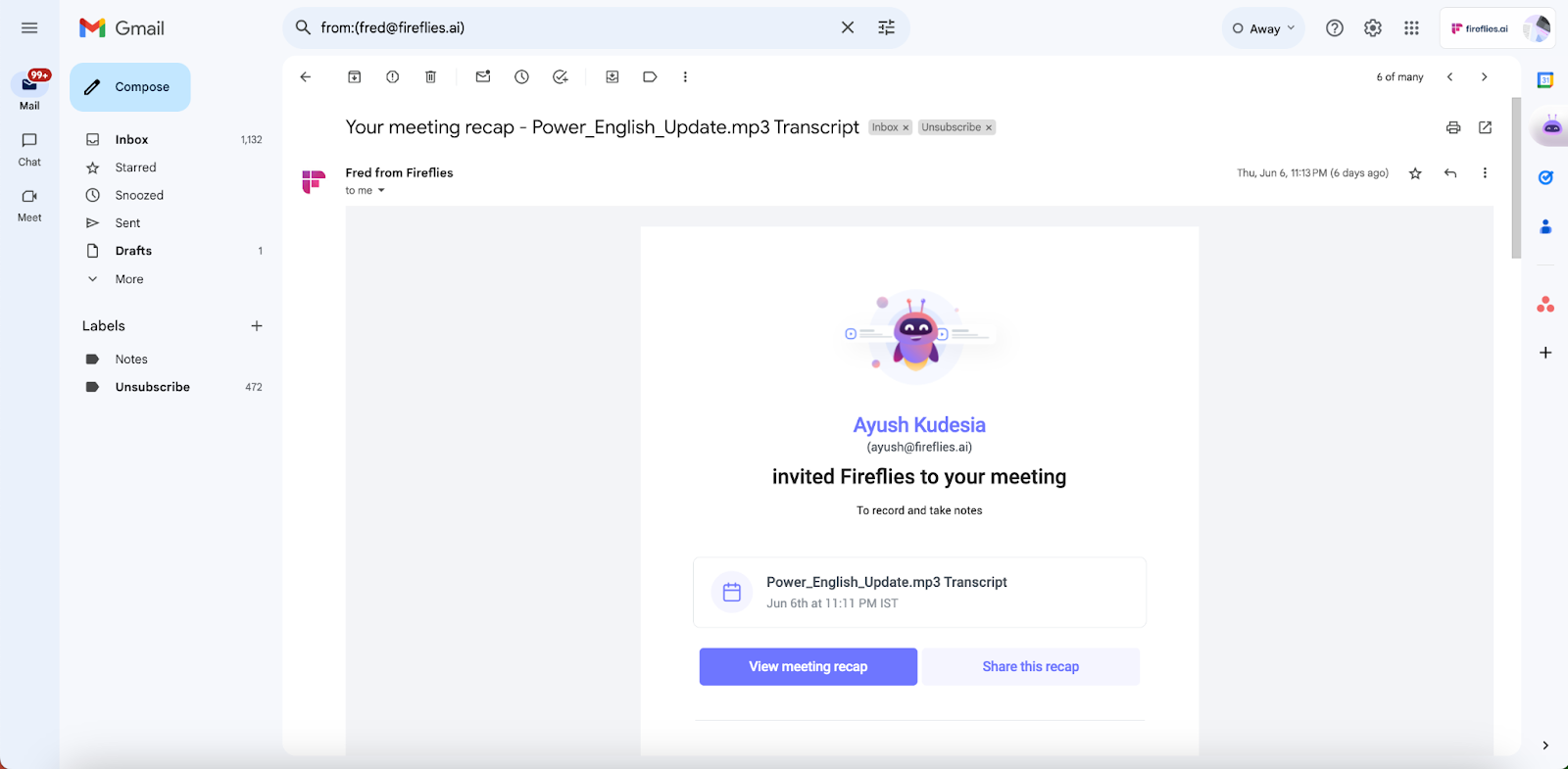 Troubleshooting why meeting recap emails were not received
