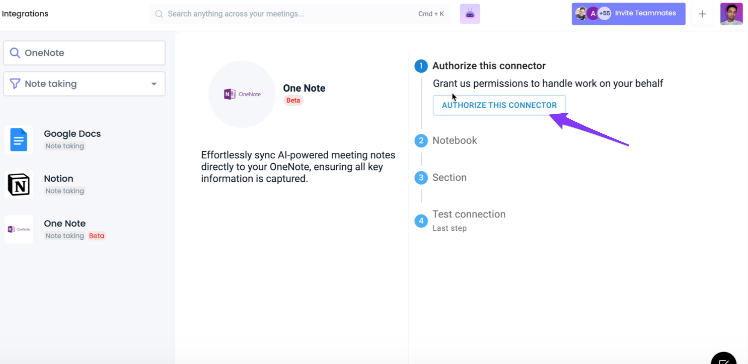 How to integrate Microsoft OneNote and Fireflies