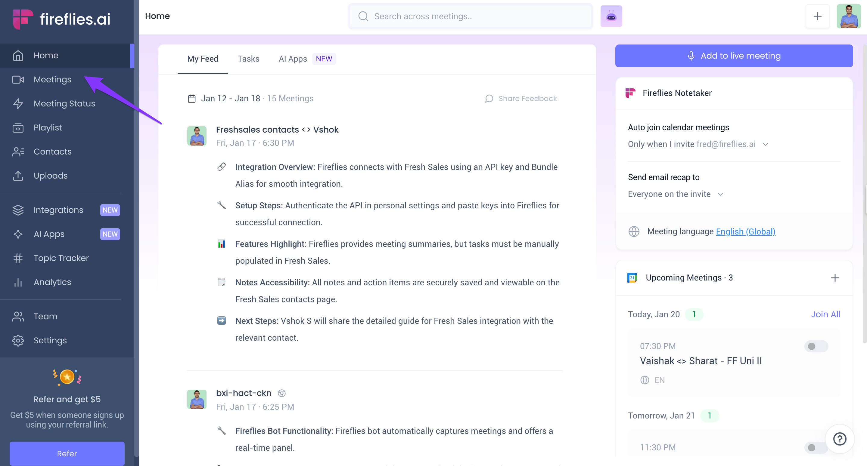 How to search within meeting transcripts