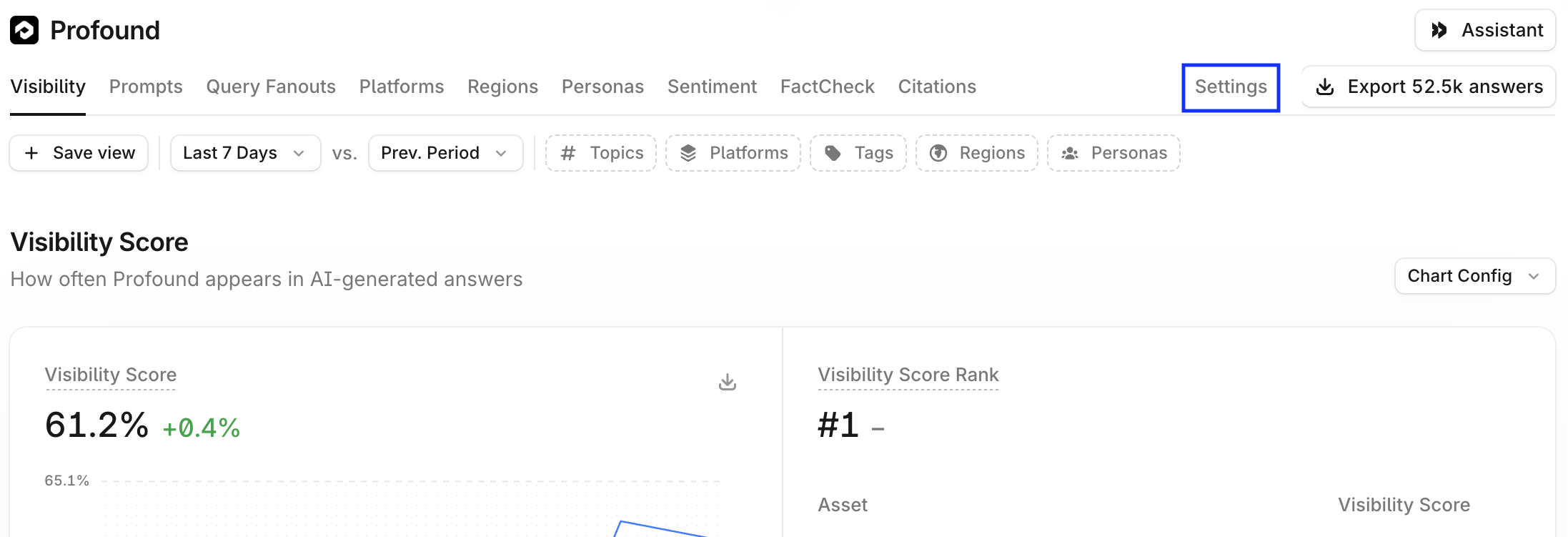 Screenshot 2026-08-03 at 11.56.13 am.png Answer Engine Insights view screenshot with the Settings option highlighted