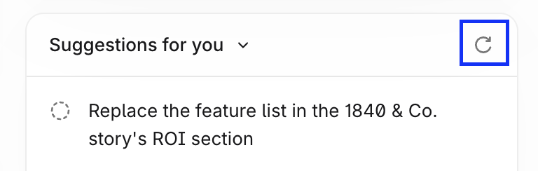 Refresh control for checking for new project suggestions.