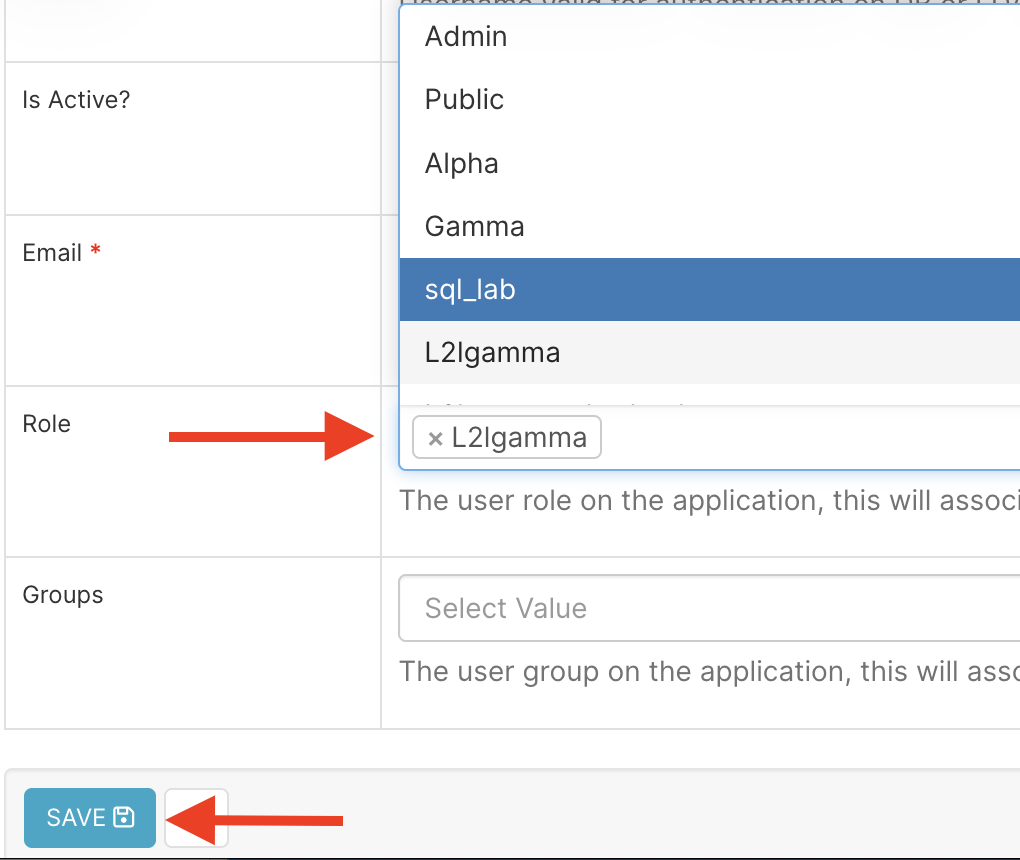 Select the desired role in the Role dropdown menu. Then, select Save at the bottom left of the page.