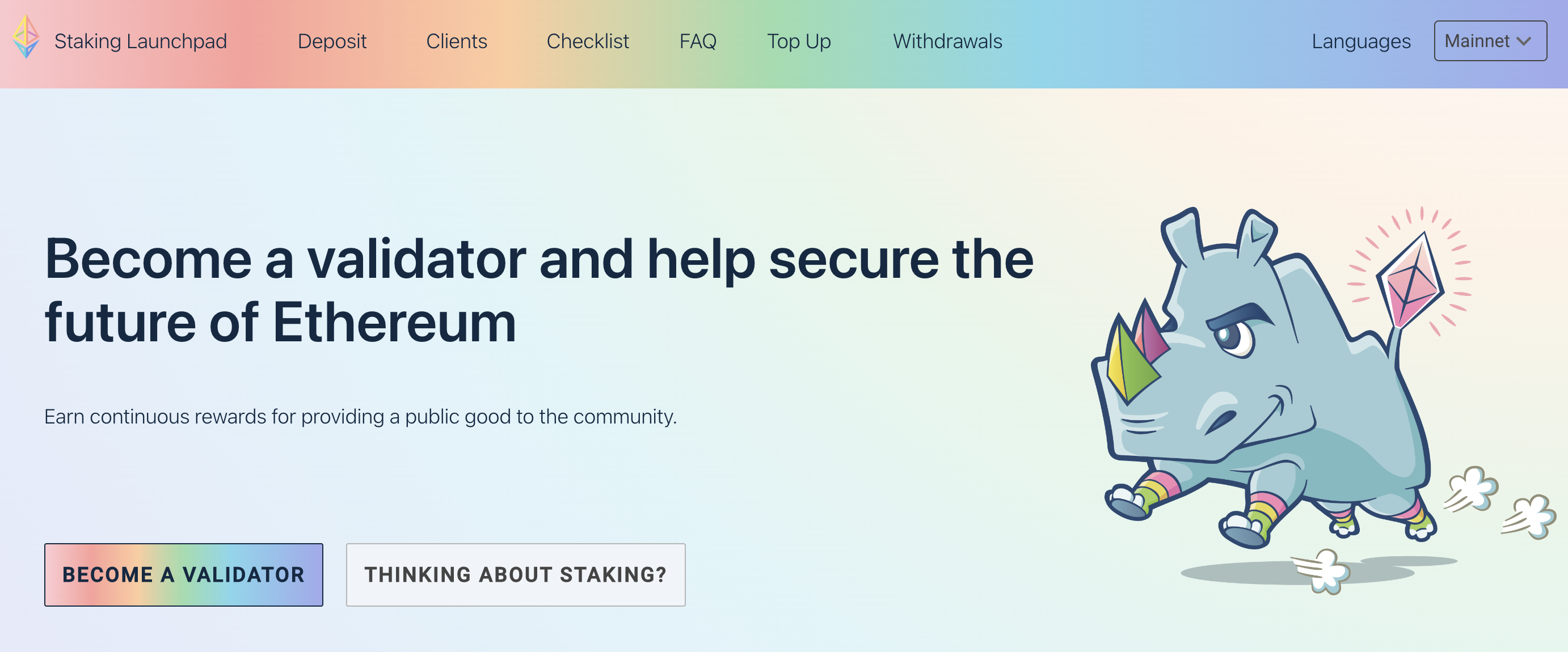 The Ethereum Staking Launchpad contains all of the information you need to start staking Ethereum