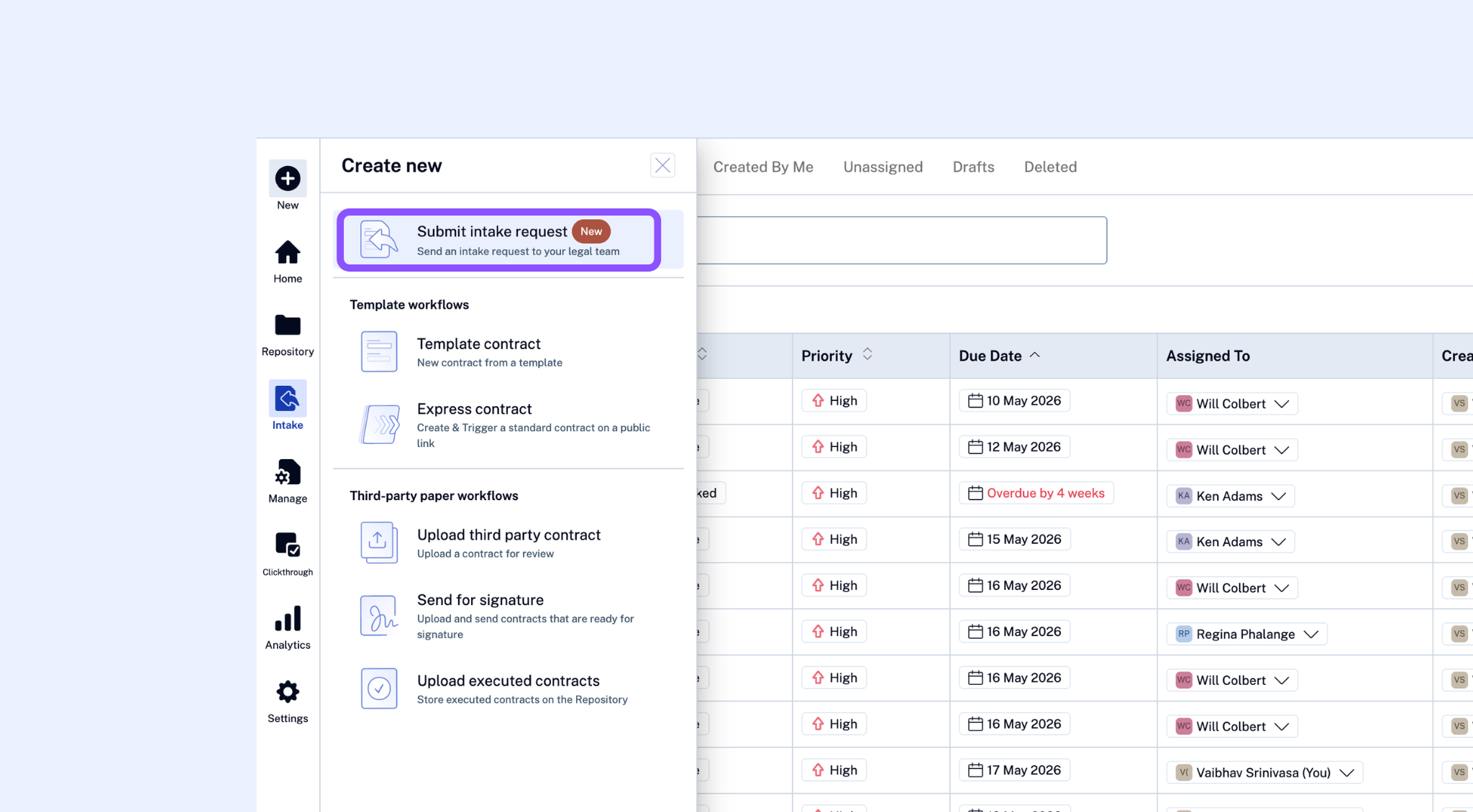 2.png Select "Submit intake request" from the left navigation menu