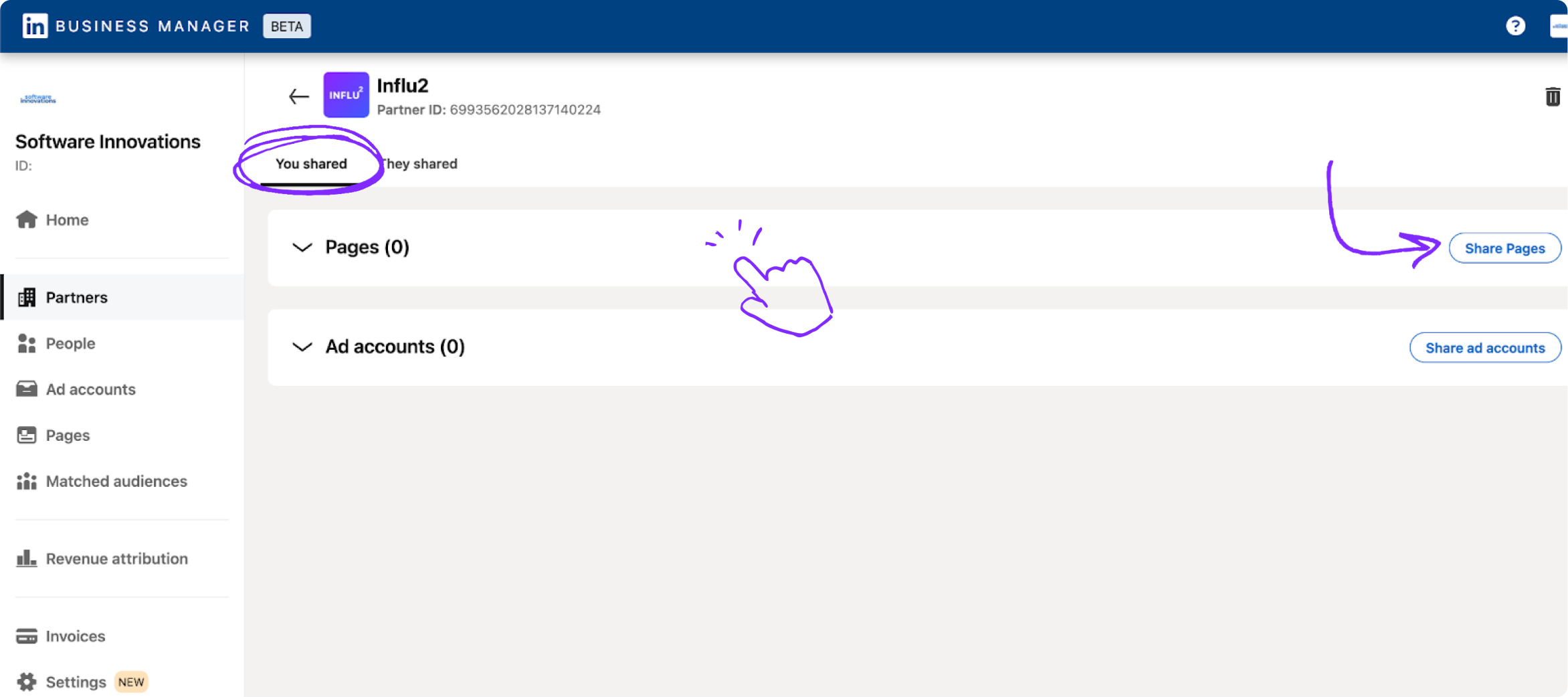 You shared tab with Share pages button