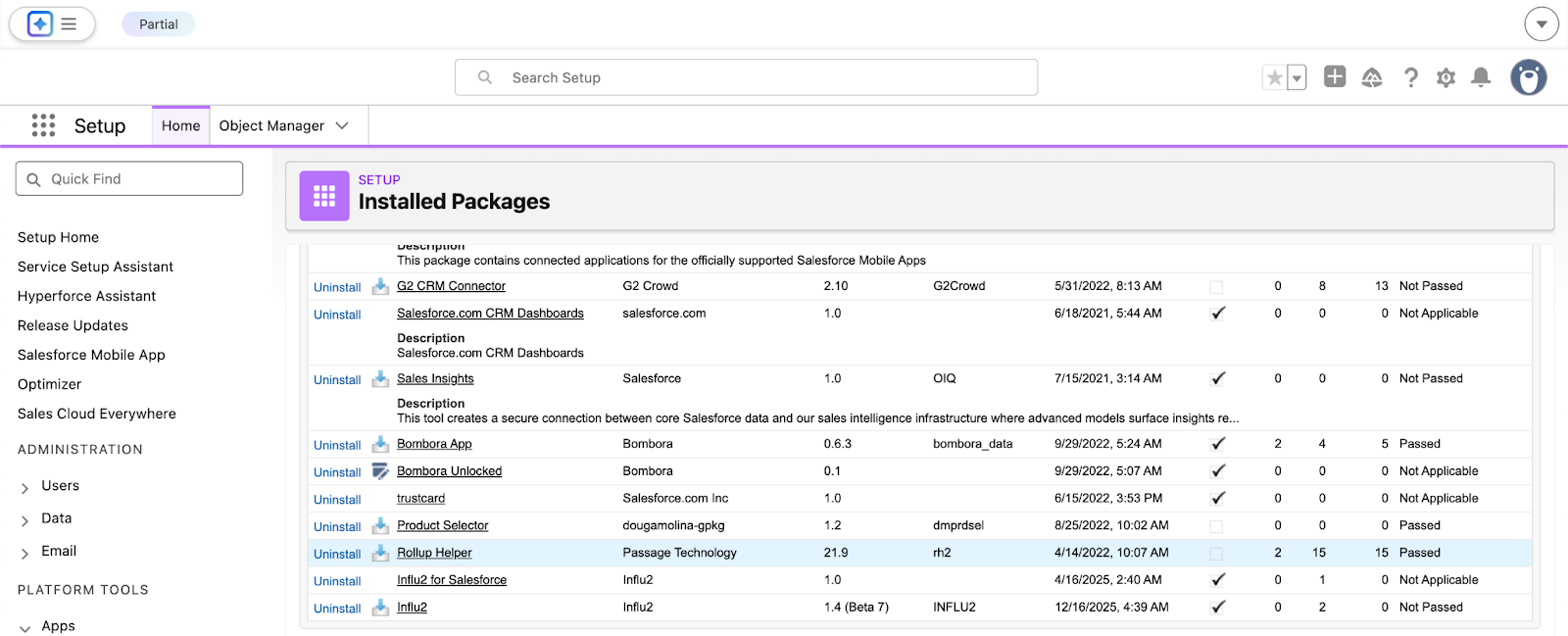 The Installed Packages list showing Influ2 with Version 1.3.