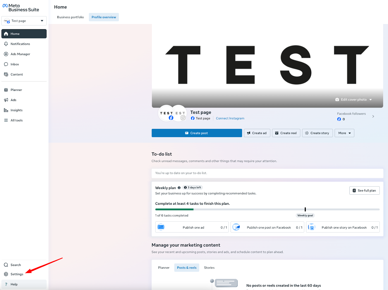 Show the gear icon location in Business Settings