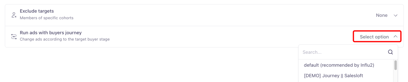 Journey dropdown selection