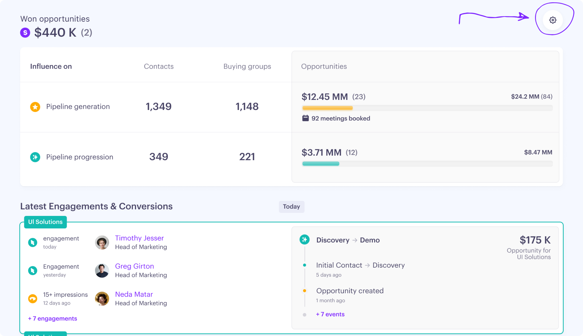 Revenue Attribution settings window